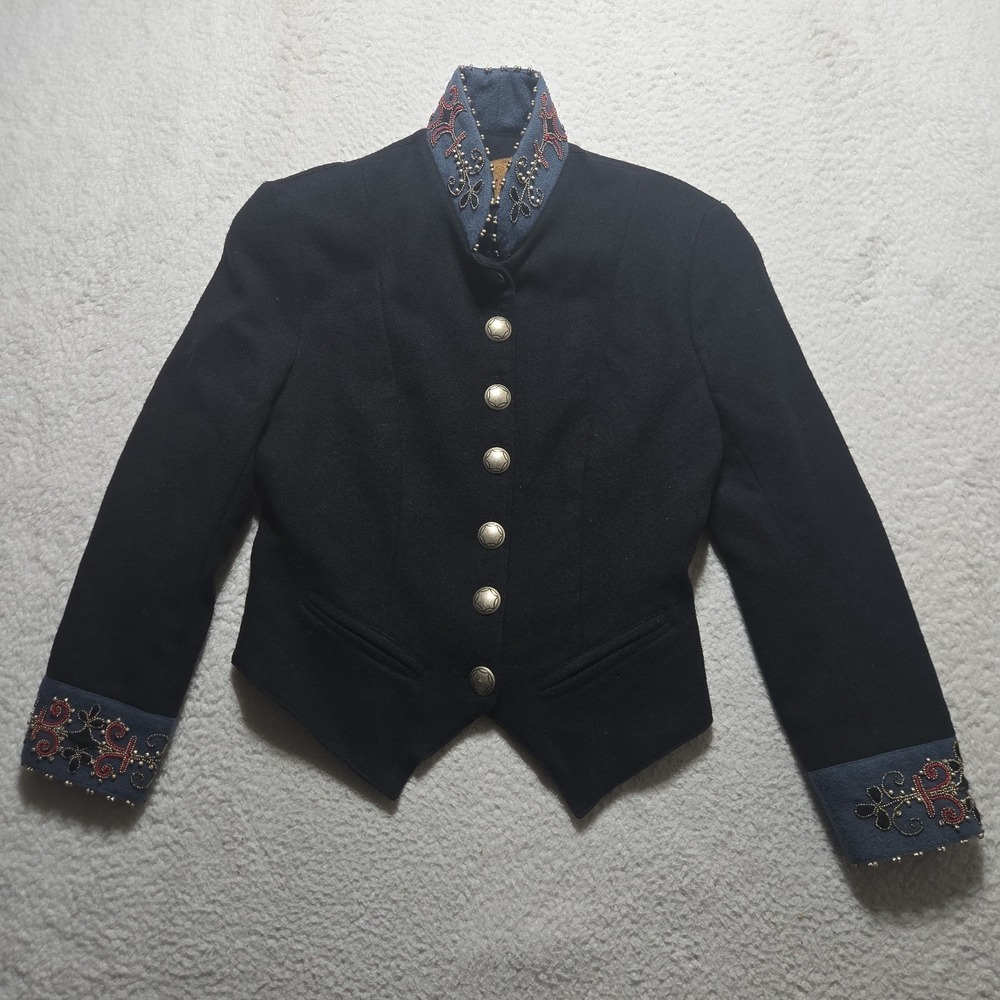 Vintage Double D Ranch Womens Western Wool Jacket Beaded Embroidered Concho‎